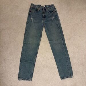 We The Free Distressed Blue Straight Leg Jeans